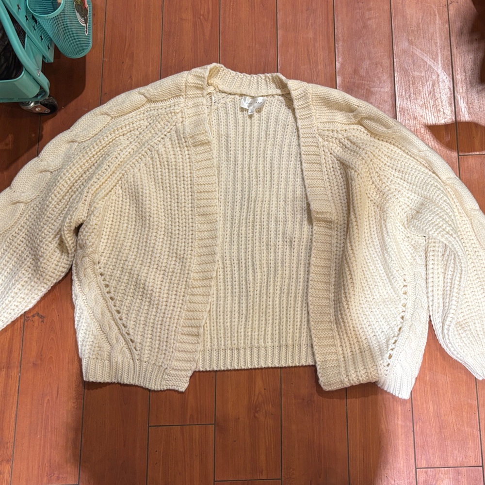 Line & Dot Cream Open-Front Cardigan